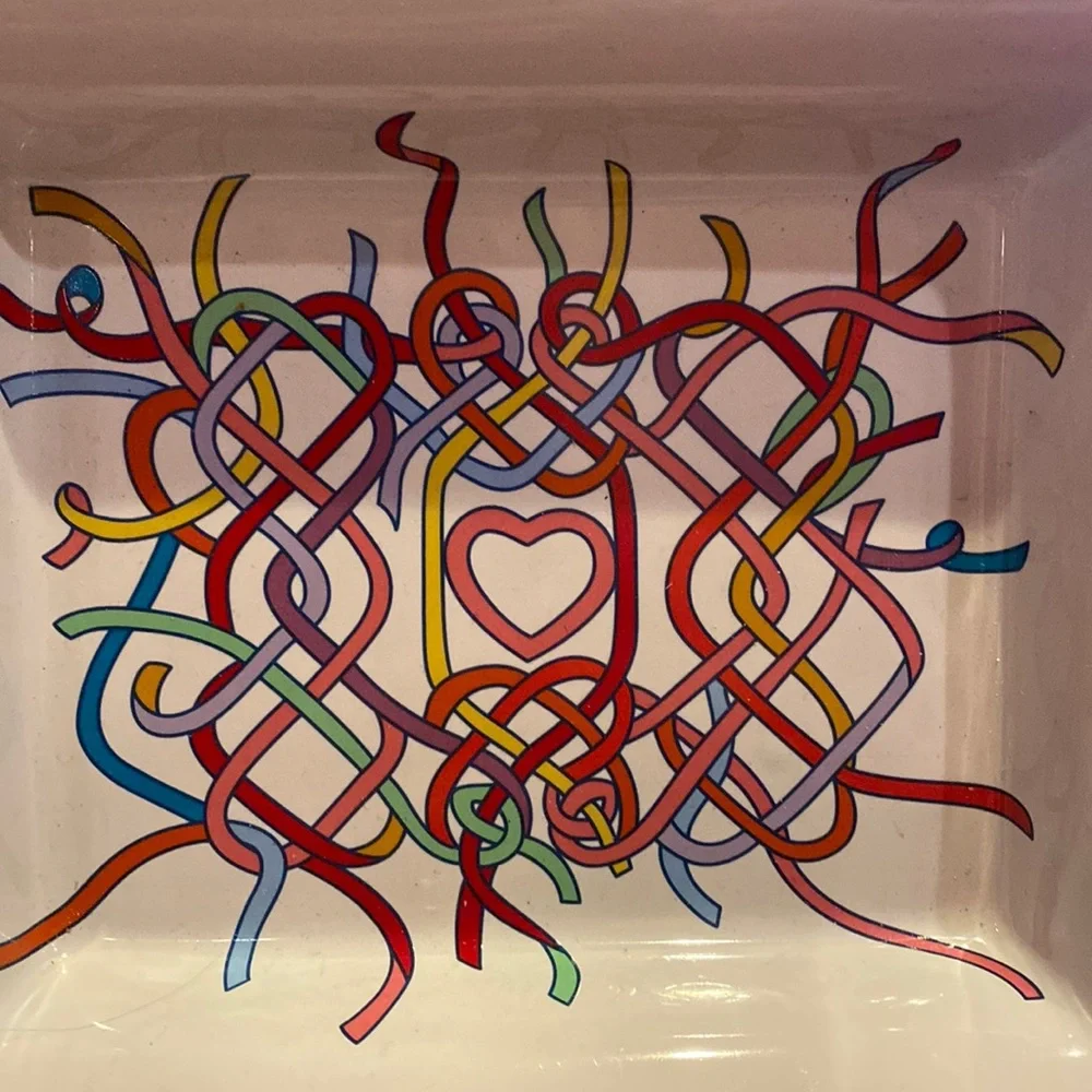 Pottery Barn BSR HER Project Valentine Streamers Rectangular Candy Dish Rare NEW
